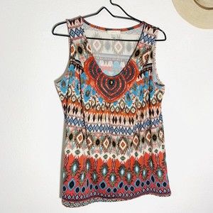 Halo western Patterned Sleeveless Boho Stretchy Top Size Medium
